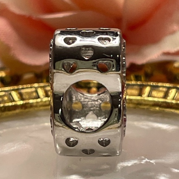 Charm for Pandora Bracelet Pink Barbie B with Rhinestones Sterling Silver - Picture 7 of 8